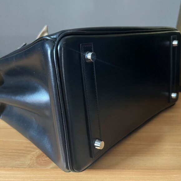 Wirkin Designer Inspired Black Box Leather 30 CM Bag - Picture 10 of 12